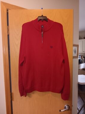 Chaps Men's Size XL Red Zip Mock-Neck Sweater